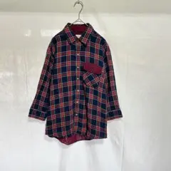 【BACK NUMBER バックナンバー】　チェック柄シャツ　7分袖　ボタン