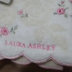 LAURA ASHLEY タオルハンカチ ローズ刺繍 スカラップハンドタオル