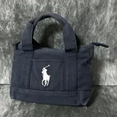 POLO RALPH LAUREN ハンドバッグ　キャンバス　ネイビー