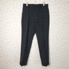 美品☆FABRIC TOKYO ダークネイビーチェック スラックス M位