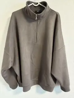 HARE スウェードライクハーフZIPプルオーバー￼ ブラウンSサイズ