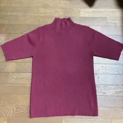 半袖ニット　ボルドー