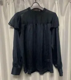 GU フリル シアー トップス 透け感 ブラウス