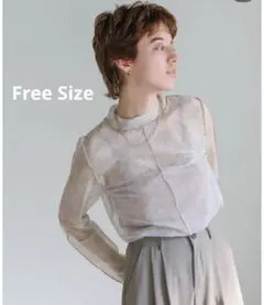 select MOCA 2WAYニュアンスプリントプチハイネックシアートップス