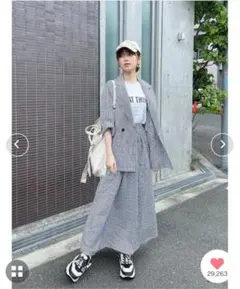 classicalelfギンガムチェックジャケット＋スカートセットアップ