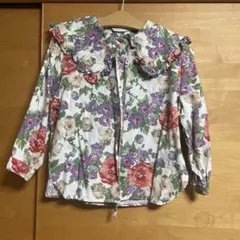 フラワープリント長袖ブラウス