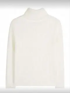 レディース ホワイト タートルネック フィットセーター