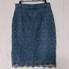 ブルー　レース スカート M ユニクロ　花模様