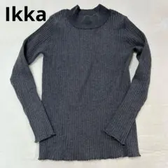 【美品】Ikka イッカ　リブニット　セーター　グレー　ウール混　Mサイズ