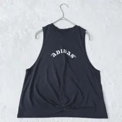 アディダス| ノースリーブ ヨガウェア 【L】レイヤード プリント ゆったり 黒のサムネイル
