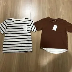 ストライプ・無地Tシャツ2枚セット　110 男の子