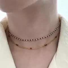 ハンドメイド イエロー ブラウン ビーズネックレス シンプル チョーカー