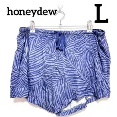honeydew 【L】ショートパンツ　ブルー　アニマル柄　薄手　ウエストゴム