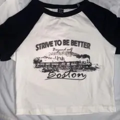 SHEIN ラグラン Tシャツ Boston ロゴ