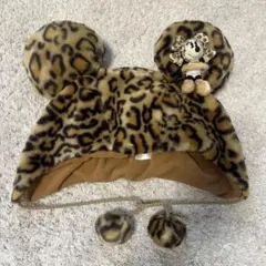 ディズニー 被り物 ファンキャップ ヒョウ柄 ミニーちゃん 茶色