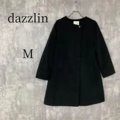【dazzlin】ダズリン ノーカラーコート ブラック 黒 M ロングコート