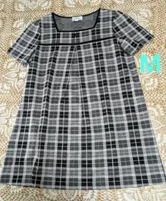 courrèges クレージュ チェック柄 チュニック 半袖 M　コットンのサムネイル