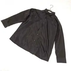 LOVERS ブラック 長袖シャツ ボタン付き メンズ　光沢