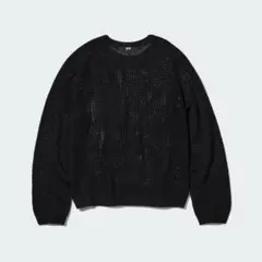 ユニクロ 3Dメッシュクルーネックセーター〔M〕透かし編み サマーニット 長袖