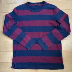 ユニクロ UNIQLO キッズ 長袖 ロンT ネイビー レッド ボーダー s