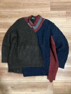 kolor 21aw クレイジーパターンケーブルニット　ブルー　3 kolor 21aw クレイジーパターンケーブルニット ブルー 3