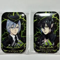 ツイステ　ラメキラスクエア缶バッジ　シルバー・マレウス　2点セット