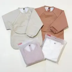 エプロン　4枚セット　防水　洗濯可　離乳食　スモック　幼稚園　保育園　入園準備