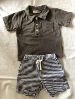 d.fesense 90 ポロシャツ ボーダー半ズボンセットアップ 男の子