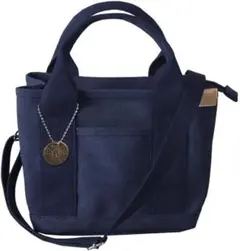 [りえちん様専用] ミニトートバッグショルダー付きトートバック 帆布 ネイビー