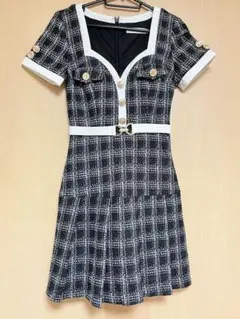 チェックツイードプリーツスカートドレス