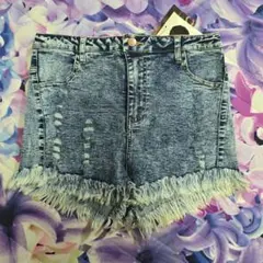 (♱)BabyShoop import ダメージ ハイウエスト ショートパンツのサムネイル