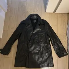 Calvin Klein ブラックレザーコート Mサイズのサムネイル
