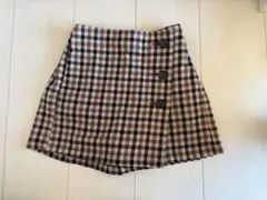 GUチェック柄キュロットスカート（ボタン付き）