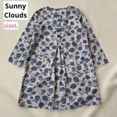 サニークラウズ 青いアネモネチュニック ライトグレー サイズLのサムネイル