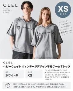 XS【CLEL】ヘビーウェイト ヴィンテージデザイン半袖ゲームTシャツ