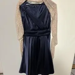 ネイビー サテン ラップドレス Mサイズのサムネイル