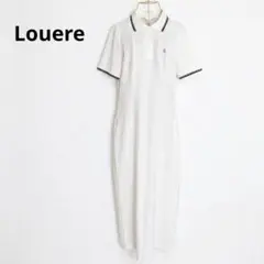 ​Louere ルエレ ポロロングワンピース 半袖 配色ライン ロゴ刺繍 白 M