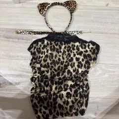ヒョウ柄 コスプレ衣装 猫耳カチューシャ付きのサムネイル