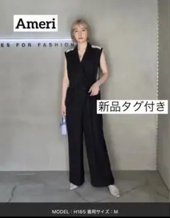 【Ameri】オーバーオール　サロペット　ブラック　M ロンパース オケージョン