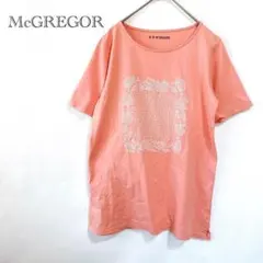 【マックラガー】 半袖Tシャツ M サーモンピンク レース調 プリント 夏のサムネイル