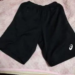 ASICS 黒 ショートパンツ ゴムウエスト