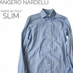 アンジェロナルデッリ イタリア メンズ シャツ スリム ライトブルー