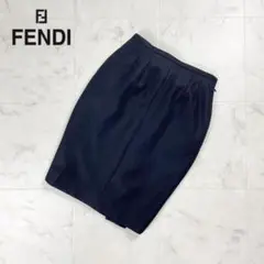 美品 FENDI バックプリーツタイトスカート 黒 サイズ40*HD377