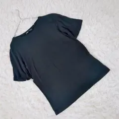 【ザラ】 (М) リブ編みシンプル半袖Tシャツ カットソー 黒のサムネイル