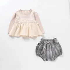 après les cours ベビーかぎ針風チュニック＆ブルマセット　80cm
