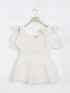 Anmille アンミール フラワーチュールペプラムトップス ホワイトのサムネイル