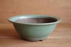 植木鉢 盆栽鉢　緑釉　丸　すり鉢 32cm 深鉢 釉薬鉢 貴風 皐月 観葉植物