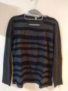 Gabar darine K.T•長袖ニット グレー ネイビー ストライプ