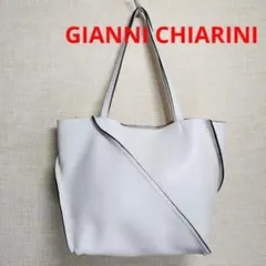 【美品】ジャンニ キアリーニ トートバッグ レザー ホワイト シボ革