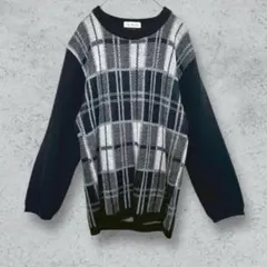 FLAG POINT CLUB/毛混ニット/セーター/ブロック柄/オーバーサイズ